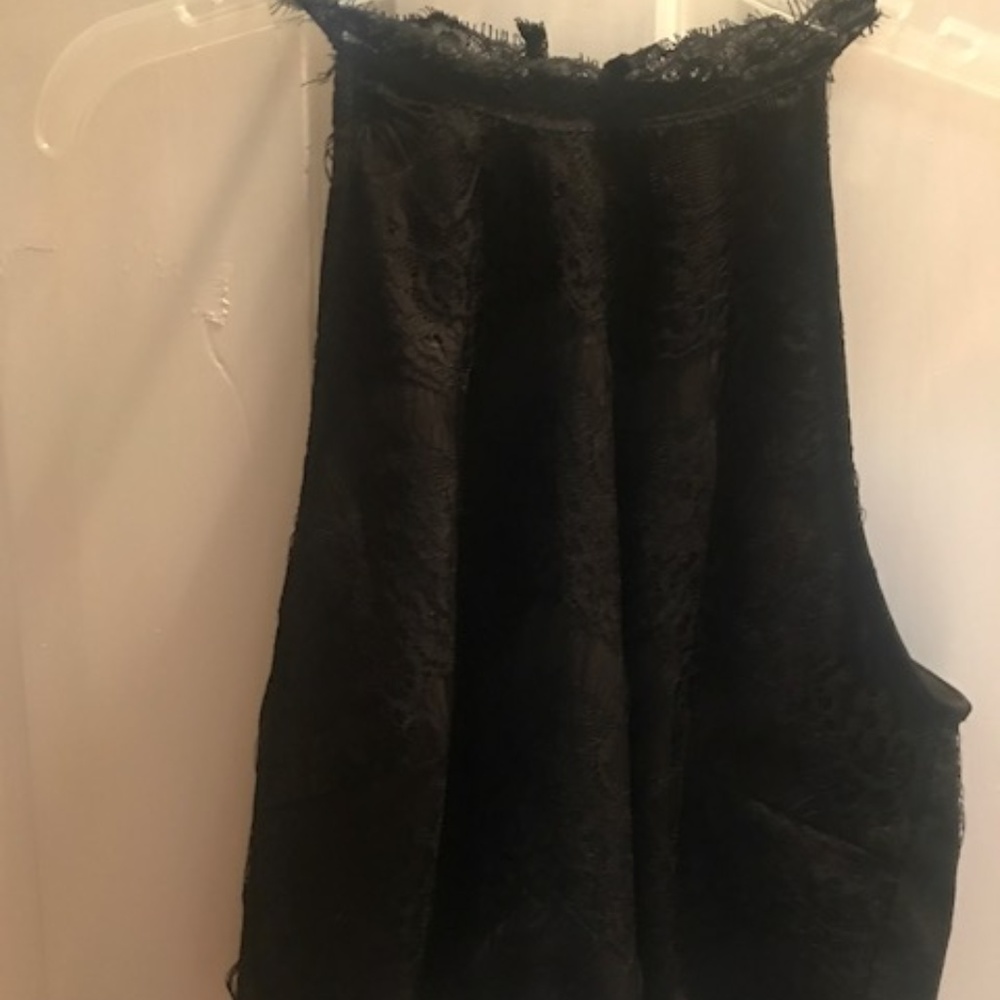 Lace Black Zip Up Crop Top